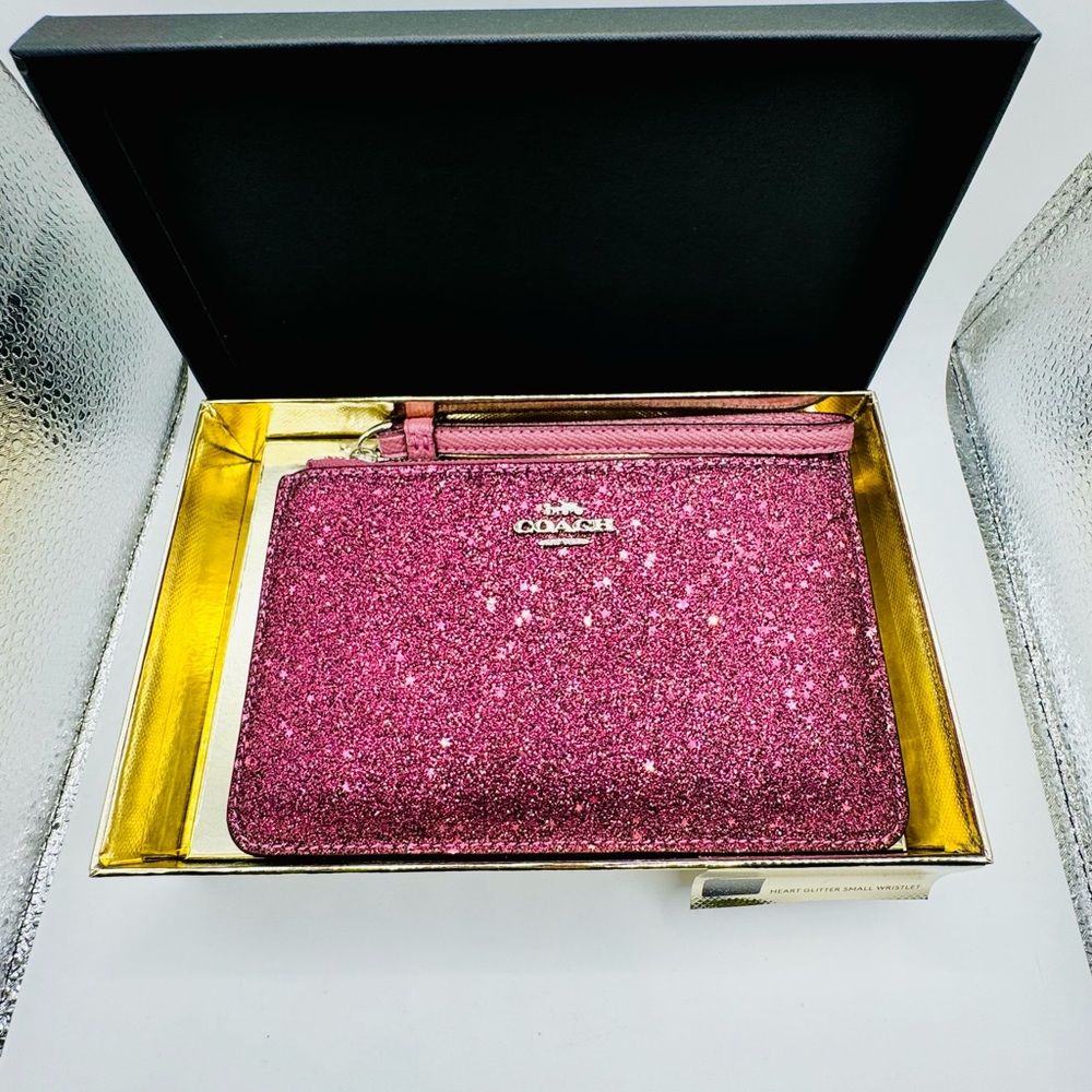 Coach Fuchsia Glitter Wristlet